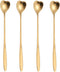 16 Pieces Gold Heart Shaped Spoon Set, 7 Inch Stainless Steel Coffee Teaspoons for Stirring Ice Cream