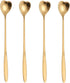 16 Pieces Gold Heart Shaped Spoon Set, 7 Inch Stainless Steel Coffee Teaspoons for Stirring Ice Cream