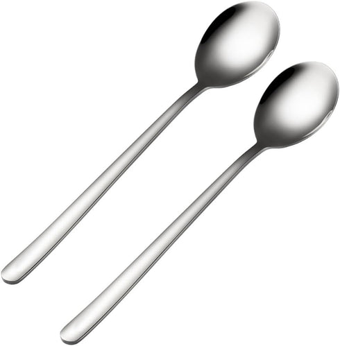 2 Pieces Korean Soup Spoons, Long Handle Stainless Steel Rice Spoon for Home or Restaurant Use