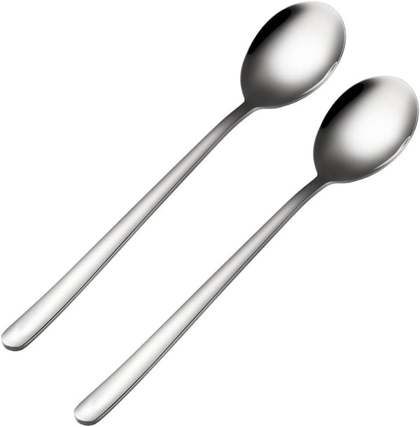 2 Pieces Korean Soup Spoons, Long Handle Stainless Steel Rice Spoon for Home or Restaurant Use