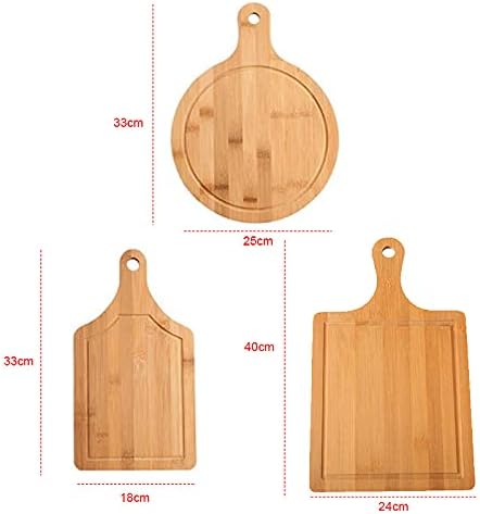 Bamboo Cutting Board,Meat Chopping Boards,Pizza Peel Paddle with Handle for Homemade Baking Pizza Bread Cake Fruit Vegetables (Round-Board) by Guojanfon