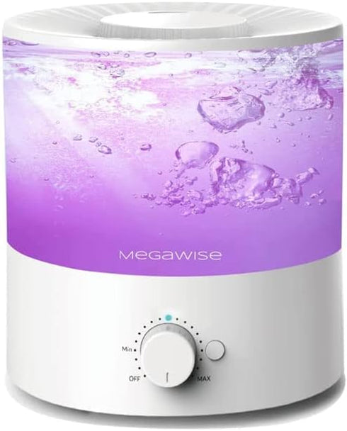 Megawise Cool Mist Humidifier with 2L Capacity, Top Refill Design, High Mist Output, 7 Color Night Light