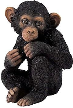 4.13 Inch Baby Chimpanzee Decorative Statue Figurine, Black and Brown