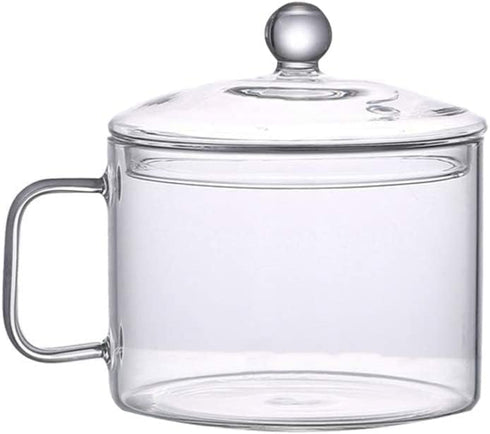 Glass Saucepan with Cover, Glass Cookware for Stove, Instant Noodles Pot, Clear Cooking Pot