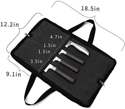 QEES Knife Roll Bag with 4 Slots for Home Kitchen Knife Tools, Durable Chef Knife Carrier with Handle for Culinary