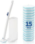 BOOMJOY Disposable Toilet Brush Set with 15 Wand Refills, Toilet Bowl Cleaner Wand with Holder for Bathroom