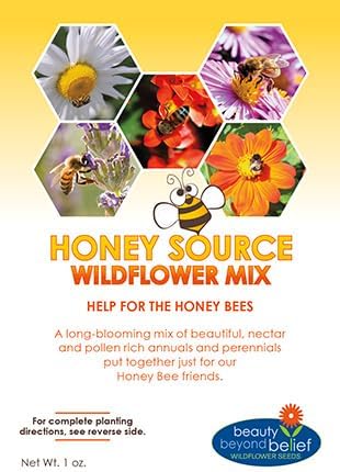 Wildflower Seeds Mix for Honey Bees 1oz - Premium Annual and Perennial Flower Seed Mix, Bulk Planting