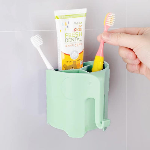 3 Kids Toothbrush Holder, Cute Elephant Toothbrush Holders for Toddler, Toothbrush Toothpaste Holder for Bathroom