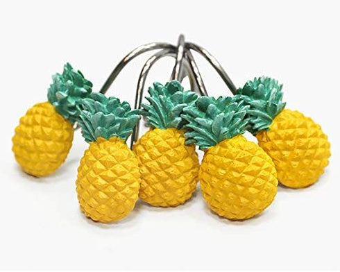 Chictie Yellow Pineapple Shower Curtain Hooks - Set of 12 Cute Fruit Design Stainless Steel Hooks