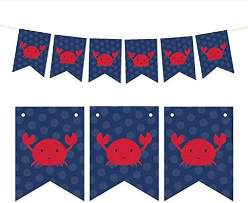 Andaz Press Hanging Pennant Party Banner with String, Nautical Crab, 9-Feet, 1-Set,