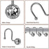 12Pcs Luxury Quality Hollow Ball Shower Curtain Hooks, Rustproof Stainless Steel Rings for Bathroom Rod (Chrome)