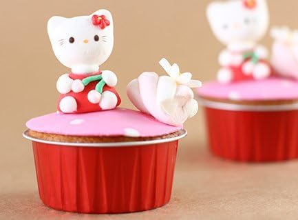 KEISEN 5oz 3 2/5" Set of 24 Disposable Aluminum Foil Cups 125ml for Muffin Cupcake Baking Bake Utility Ramekin Cup (red) by KEISEN