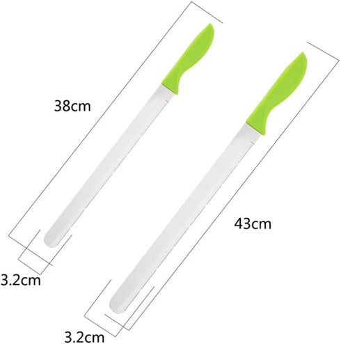 10 Inch/12 Inch Stainless Steel Cake Knife, Plastic Handle Baking Pastry Spatulas, Serrated Bread Knife