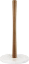Buruis Wood Paper Towel Holder, Marble Base Decorative Countertop Stand for Kitchen and Bathroom