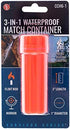 3-in-1 Orange Waterproof Match Storage Box with Firestarter Flint by SE
