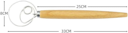 Danish Dough Whisk - 13" Dutch Whisk with Stainless Steel Ring - Danish Whisk for Bread, Pastry or Pizza Dough - Baking Tool Alternative to a Blender, Mixer or Hook by TopHomer