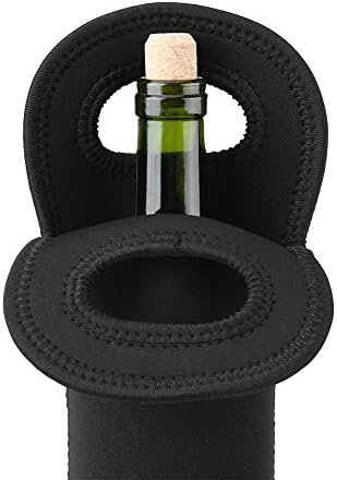3 Pcs Wine Carrier Tote Bag, Neoprene Insulated Travel Sleeves for Wine Beer Bottles, Black