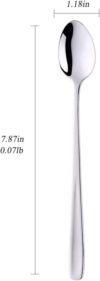 Buyer Star 8 Inch Long Handle Iced Tea Spoons Set of 6, 18/10 Coffee Spoon Sets for Mixing, Cocktail Stirring