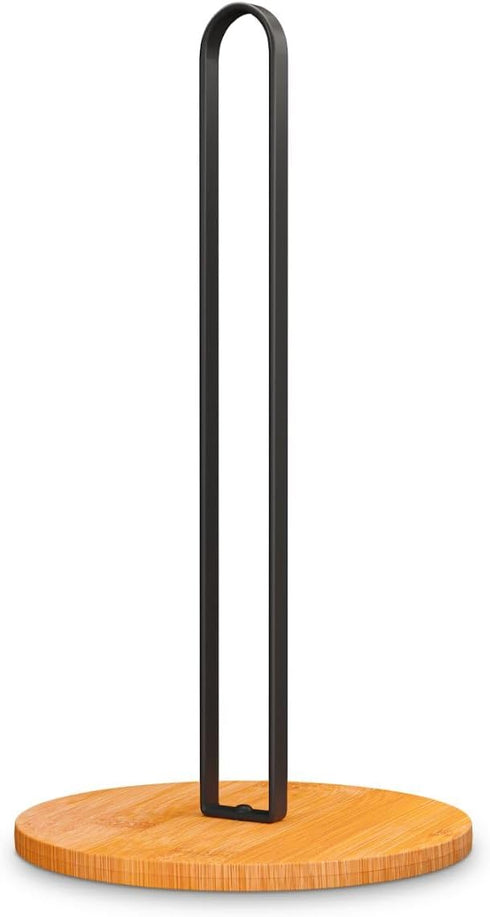 Bambuesi Wooden Paper Towel Holder, Minimalistic Stand with Non-Slip Base for Kitchen Countertop and Home Office