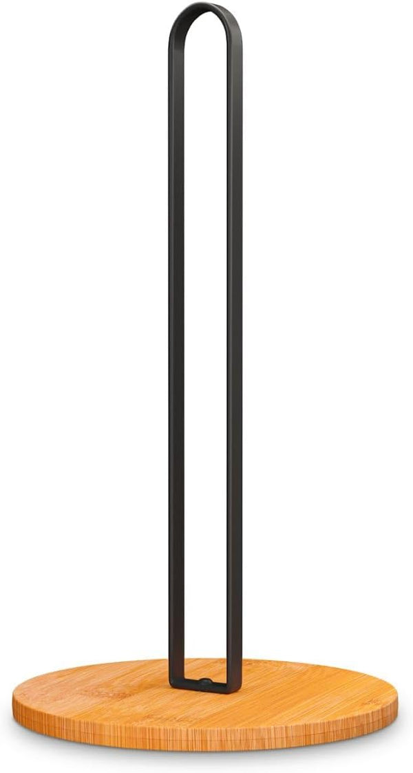 Bambuesi Wooden Paper Towel Holder, Minimalistic Stand with Non-Slip Base for Kitchen Countertop and Home Office