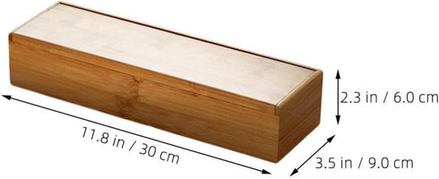 Flatware Wood Tray with Lid, Bamboo Kitchen Cutlery Drawer Organizer, Silverware Storage Container for Tableware