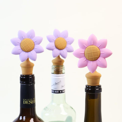 RICHCEE 2 Pcs Flower Silicone Wine Stoppers, Sunflower Bottle Stoppers for Wine and Beverage Bottles,Reusable Wine