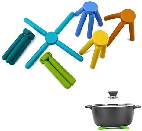 3 Pack Foldable Silicone Trivets, FENGCHEN Non-Slip Collapsible Pot Holder, Gray