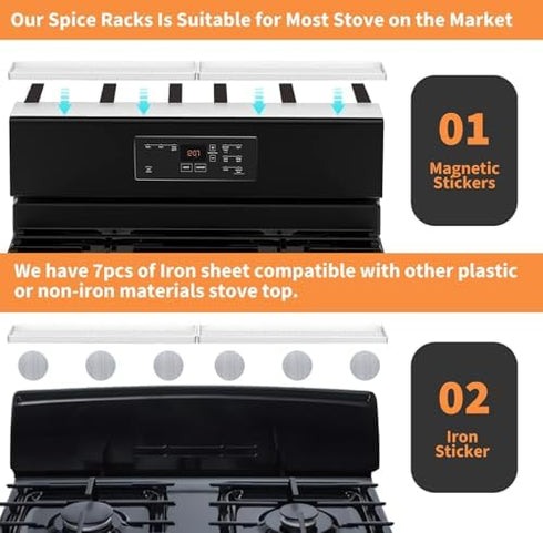 30 Inch BFONS Silicone Magnetic Stove Top Shelf, Kitchen Over Stove Spice Rack Shelf Apartment Home Must Haves Kitchen
