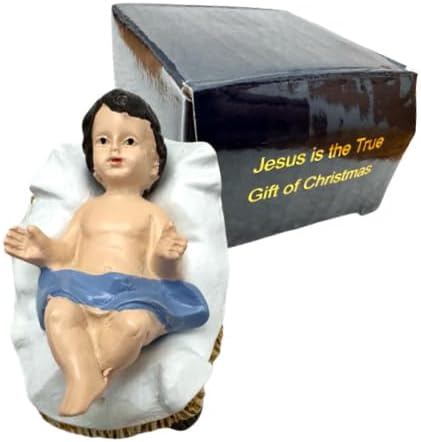 Westmon Works Baby Jesus Figurine with Manger, Small Nativity Statue in a Box, 2 Inch