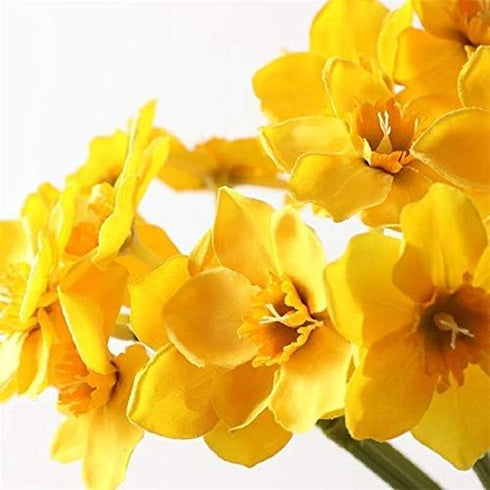Tinsow 15.8 Inches Artificial Daffodil Flowers, Fake Silk Flower Arrangement for Home Wedding Decor (Yellow, 12)
