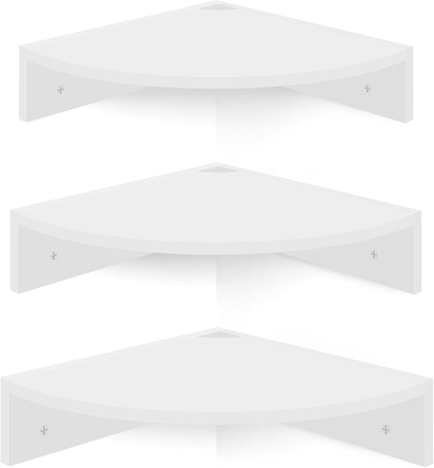 Homode Floating Corner Shelves, Set of 3 Wood Corner Wall Shelves with