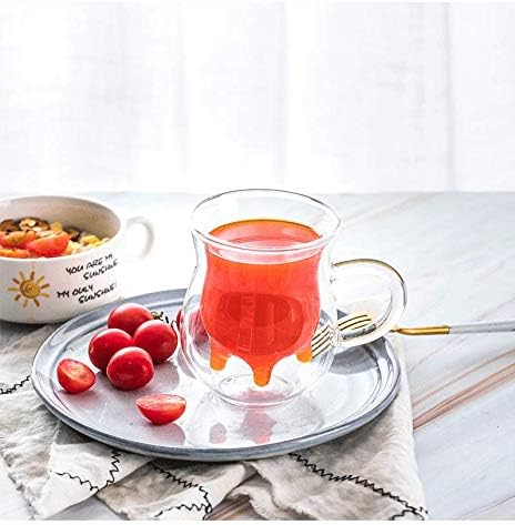 Double Wall Glass Cup, Creative Cute Calf Insulated Mugs, Thermo Coffee Milk Cups, 230ML/7.7oz