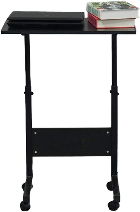 HomVent (Black-23.6" Wx15.7 Adjustable TV Tray Table Rolling Sofa Side Snack Table with Wheels Portable C-Shape Dinner