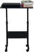 HomVent (Black-23.6" Wx15.7 Adjustable TV Tray Table Rolling Sofa Side Snack Table with Wheels Portable C-Shape Dinner