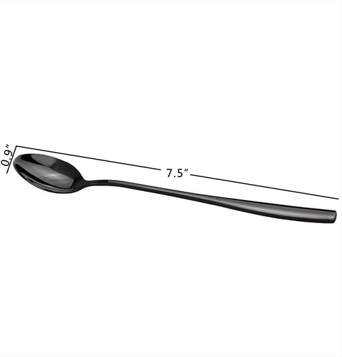 Black Stainless Steel Long Handle Iced Tea Spoon, Set of 8 Stirring Spoons
