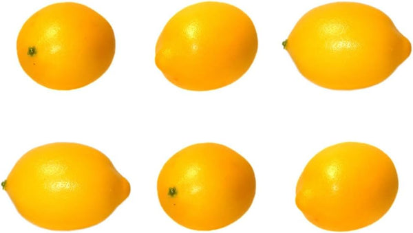 Vasefill Artificial Lemon Pack of 6 Yellow Citrus - Decorative Lemons Faux Fruit