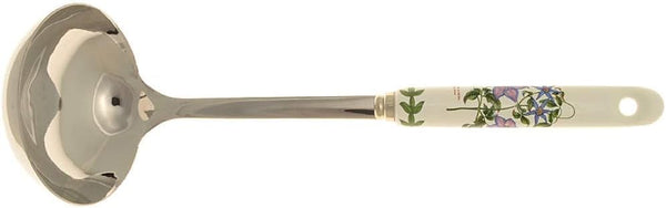 Portmeirion Botanic Garden 12" Soup Landle, Clematis Motif - Porcelain Handle & Stainless Steel, Ideal Kitchen Tool