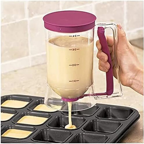 Cupcake Pancake Cookies Cream Dispenser - Cake Mix Jug Baking Essentials Maker Cooking Tools Funnel Measuring Cup