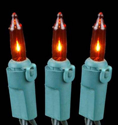 8.5 20 Bulb 4" Bulb 24" Novelty Lights Feet Amber Mini Light String on Green Wire, Non-Connectable Incandescent Fairy