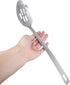 14.5 INCHES Long Handle Stainless Steel Cooking Spoon Set of 2, Slotted Spoons