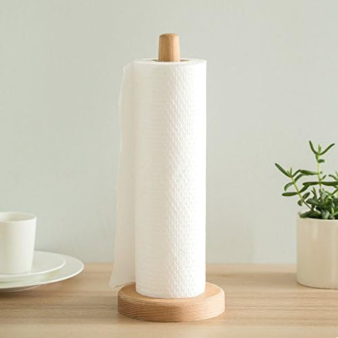 Firlar Wooden Paper Towel Holder Stand, Vertical Tissue Rack for Kitchen, Living Room, Bedroom Home Decoration