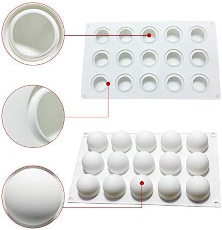 OCPO Kitchen Truffle Silicone Mold for Baking Mousse Cake, Non-Stick & Easy Release, 15-Cavity Truffle Ball Shape