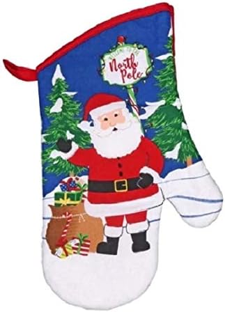 Christmas Kitchen Towel Set - 5 Piece with 2 Towels, 2 Pot Holders & 1 Oven Mitt (Santa Claus)