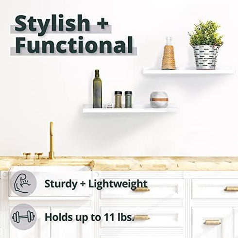 Greenco Set of 2 Picture Shelf, Wall Mounted Photo Ledge Floating Shelves for Bedroom, Living Room, Kitchen, White
