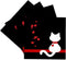 3dRose cst_164792_3 Pet Lovers Ceramic Tile Coasters, Set of 4 Red Hearts White Kitty Cat