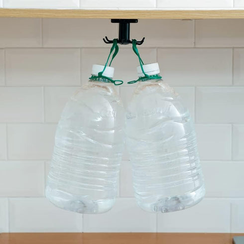 2pcs Under Cabinet Kitchen Utensil Hooks, 360 Rotating Adhesive Hanging Rack for Tools, Towel, Knife (Black)
