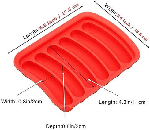 Non-Stick Silicone Sausage Mold for Homemade DIY Hot Dogs,Hot Dog Steamer,BPA Free, Hot Dog Mold for Oven and Microwave (Red, 6-Cavity) for Ice Cube Tray Bread Candy Jelly Chocolate and Cake. by YNHIAG