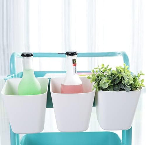 Rikyo 4 Pack Accessories,4.75x4"Hanging Hanging Cup Holders,Trolley Basket Storage,Rolling Cart Pencil Holder Storage