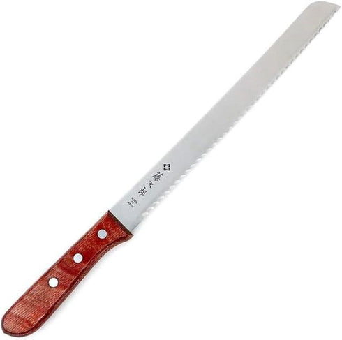 Tojiro Japan Hand Made Bread Knife Slicer Cutter, 14.75", Stainless and Wood