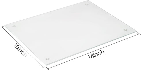 DHARANA Glass Cutting Board,Tempered Glass Cutting Board for Kitchen Counter,Clear Glass,Scratch Resistant,Heat Resistant, with Non-Slip Feet, 10x14"